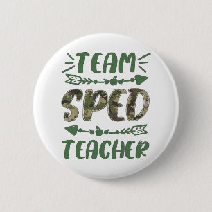 Lustigt team Sped Teacher Camo Teacher Student Til Knapp