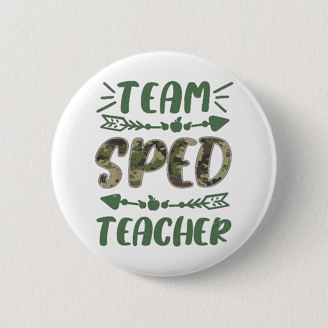 Lustigt team Sped Teacher Camo Teacher Student Til Knapp (Framsida)