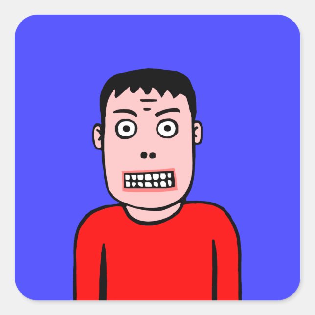 Lustigt tecken fyrkantigt klistermärke (Framsida)