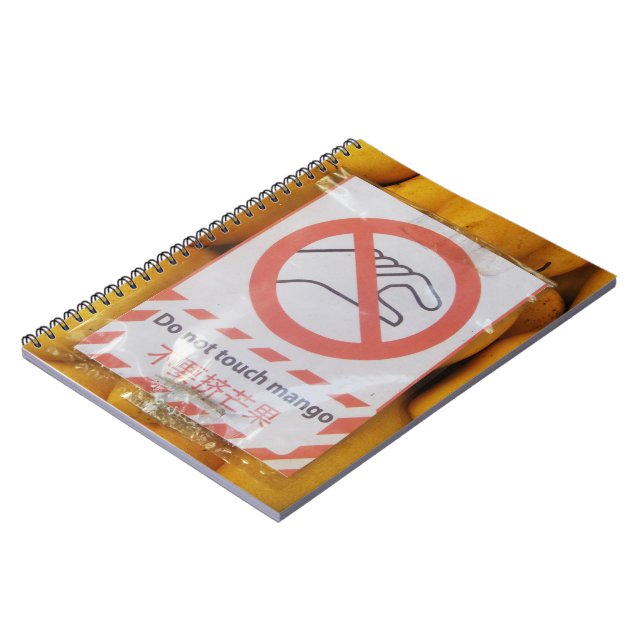 Lustigt tecken "Rör inte mango" Anteckningsbok (Vänstra Sidan)