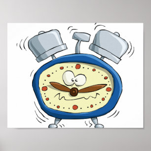 Lustigt Tecknad Alarm Clock Quirky Waking Up Poster