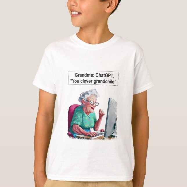 Lustigt Tecknad artificiell intelligens, Kids Gift T Shirt (Framsida)