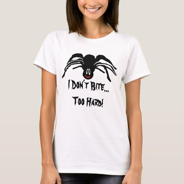 Lustigt Tecknad Black Spider Bita inte kvinnors T Shirt (Framsida)