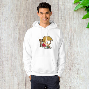 Lustigt Tecknad Boy Excted for Middag Hoodie
