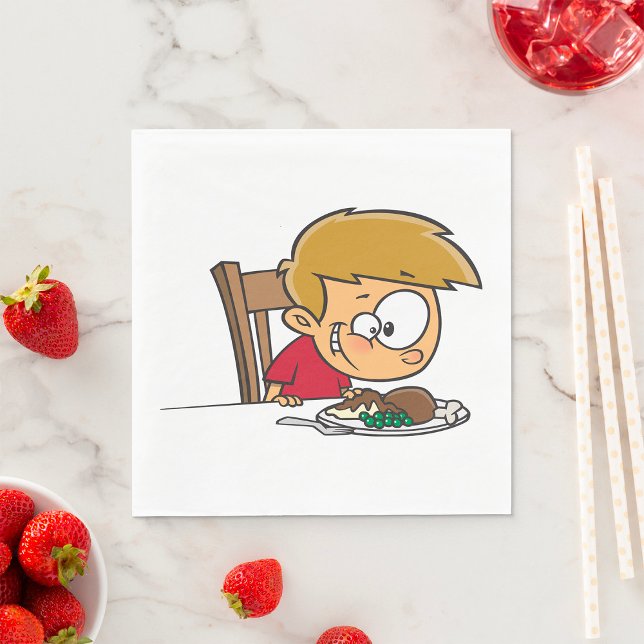 Lustigt Tecknad Boy Excted for Middag Pappersservett (Skapare uppladdad)