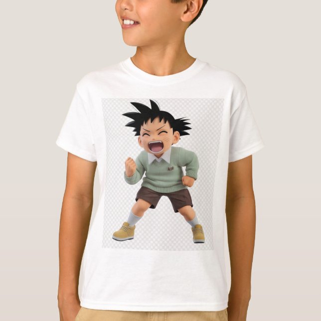 Lustigt Tecknad Boy - Spelande tejp T Shirt (Framsida)