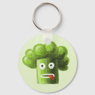 Lustigt Tecknad Broccoli är hälsosamt Nyckelring
