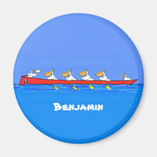 Lustigt tecknad för pelikan rowing Team Magnet