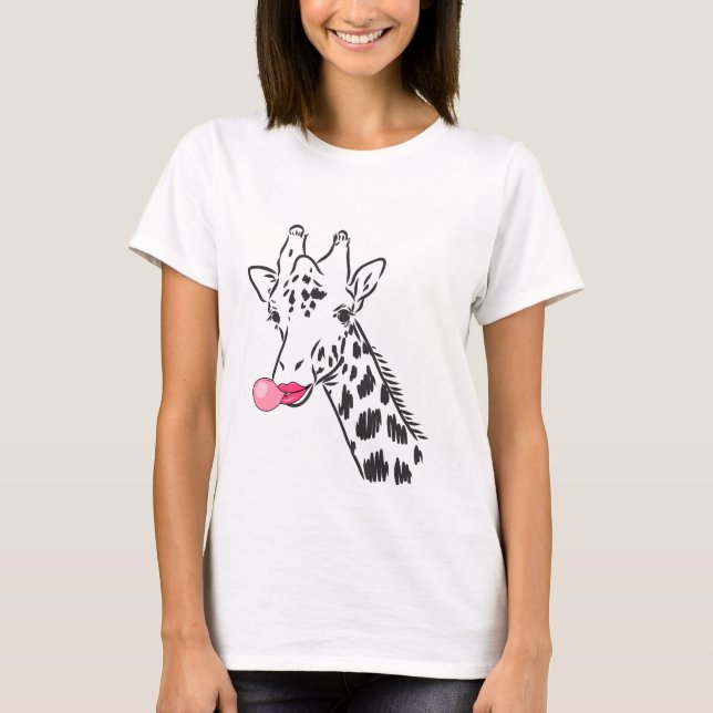 Lustigt Tecknad Giraffe-utskrift T Shirt (Framsida)