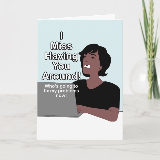 Lustigt Tecknad jag saknar dig Tack Kort (Framsida)