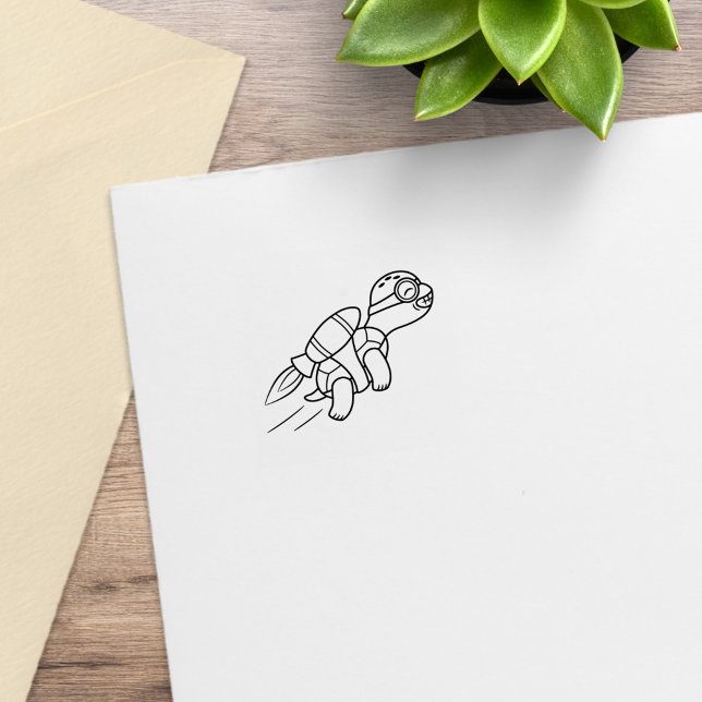 Lustigt Tecknad Jetpack Turtle 2 Stämpel (Skapare uppladdad)