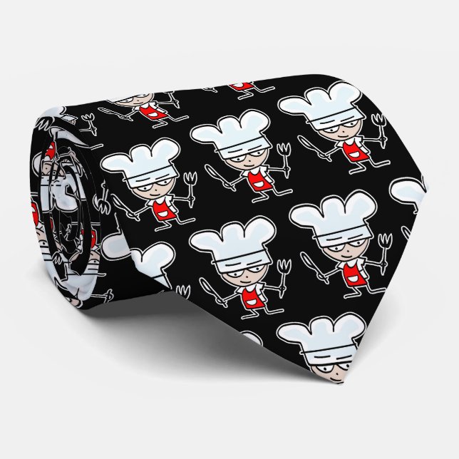 Lustigt tecknad kock mönster nackslipsgåva till ko slips (Rullad)