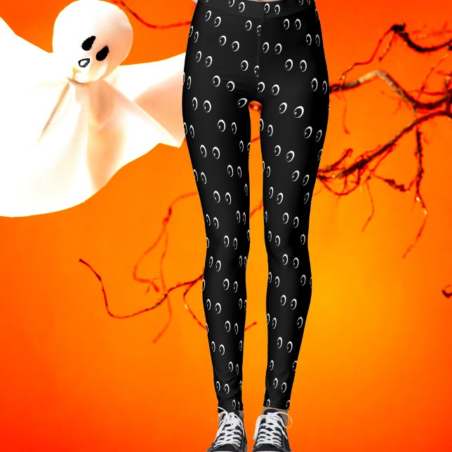 Lustigt tecknad ögon i mörken Halloween-kostym Leggings (Skapare uppladdad)