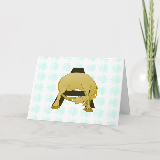 Lustigt Tecknad Pony Monogram A Anteckningskort (Framsida)