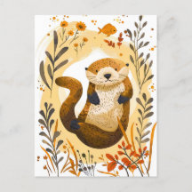 Lustigt tecknad Sea Otter Flyter i Ocean