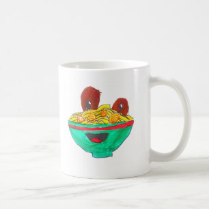 Lustigt tecknad spaghetti meatballart kaffemugg