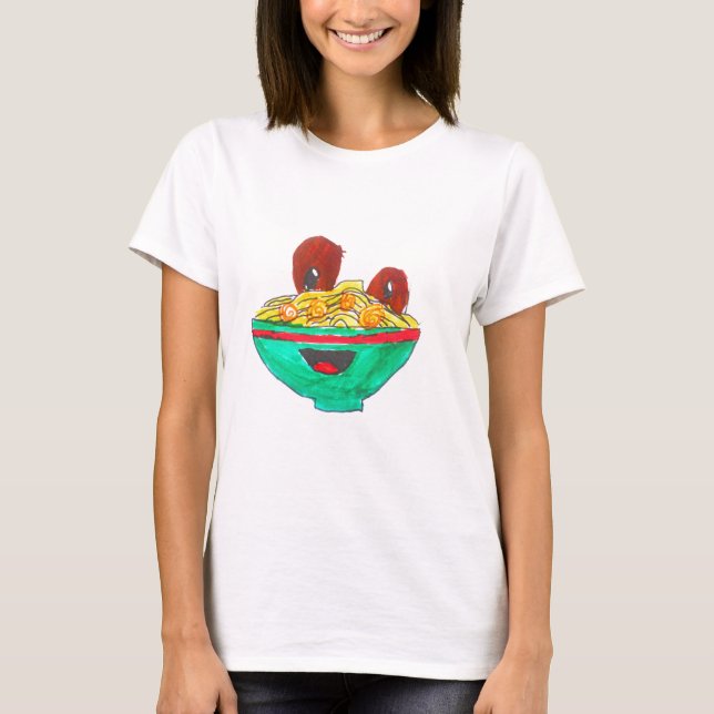 Lustigt tecknad spaghetti meatballart t-shirt (Framsida)