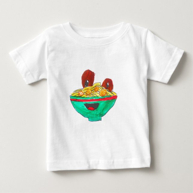 Lustigt tecknad spaghetti meatballart tee shirt (Framsida)