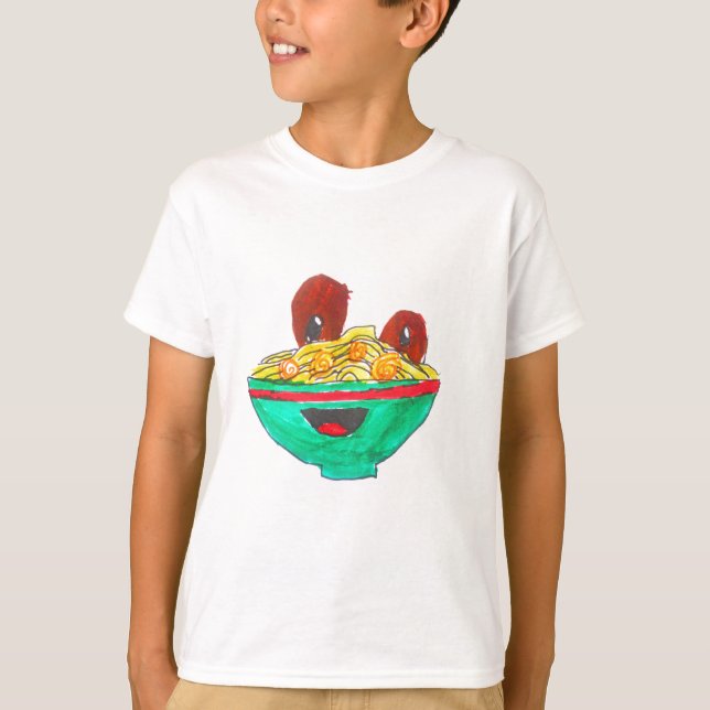 Lustigt tecknad spaghetti meatballart tee shirt (Framsida)