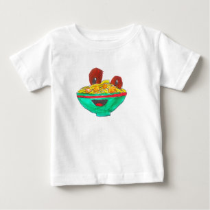 Lustigt tecknad spaghetti meatballart tee shirt