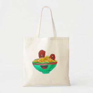 Lustigt tecknad spaghetti meatballart tygkasse
