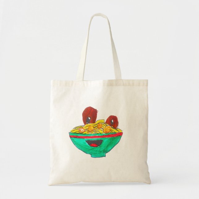 Lustigt tecknad spaghetti meatballart tygkasse (Framsidan)