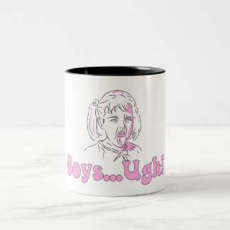 Lustigt tecknad, tjejen meme - "pojkar...Ugh!" Två-Tonad Mugg