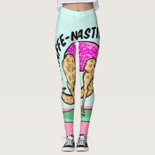Lustigt tecknad yoga gymnastikgiraffe leggings