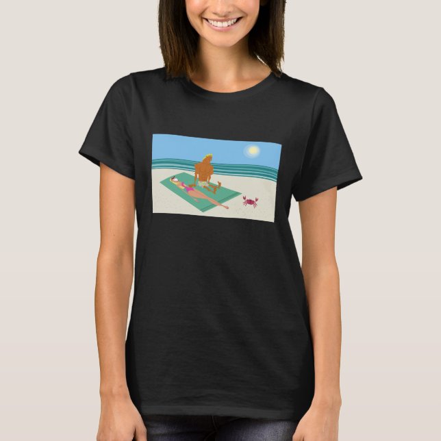 Lustigt Tecknade figurer vid Beach T Shirt (Framsida)