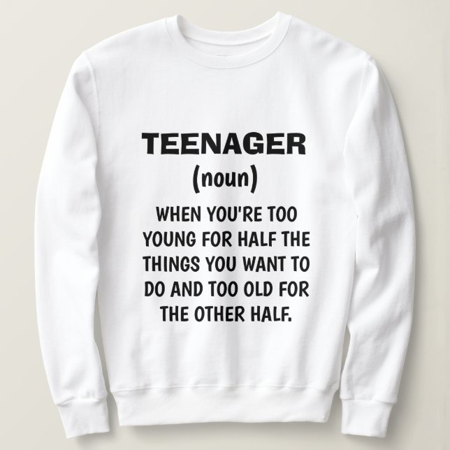 Lustigt "TEENAGER DEFINITION" Svettskjorta T Shirt (Design framsida)