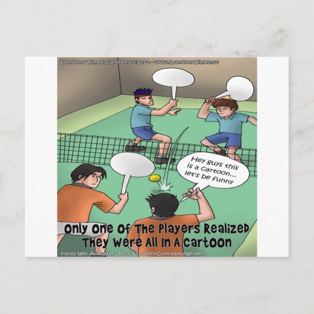 Lustigt Tennis Tecknad Funny Tees Cards Gifts etc. Vykort (Framsida)