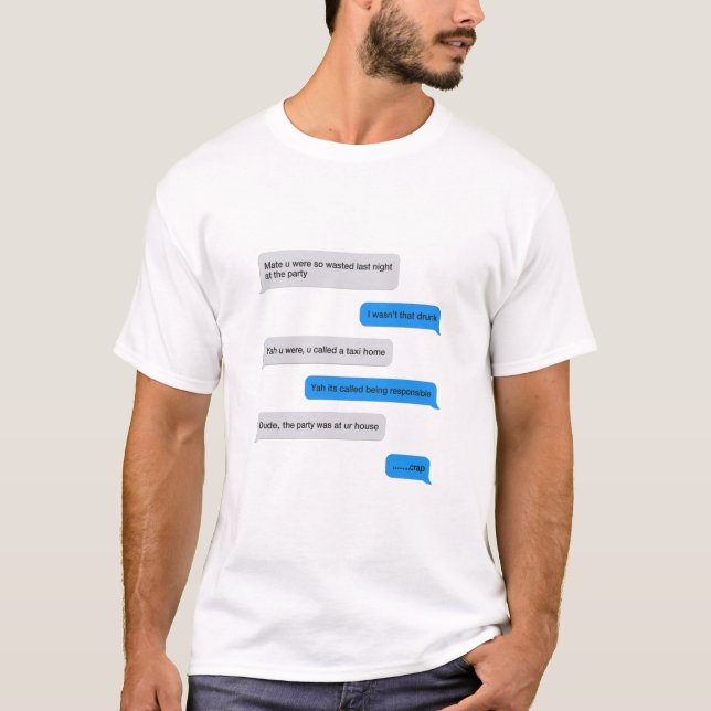 Lustigt textmeddelande t shirt (Framsida)