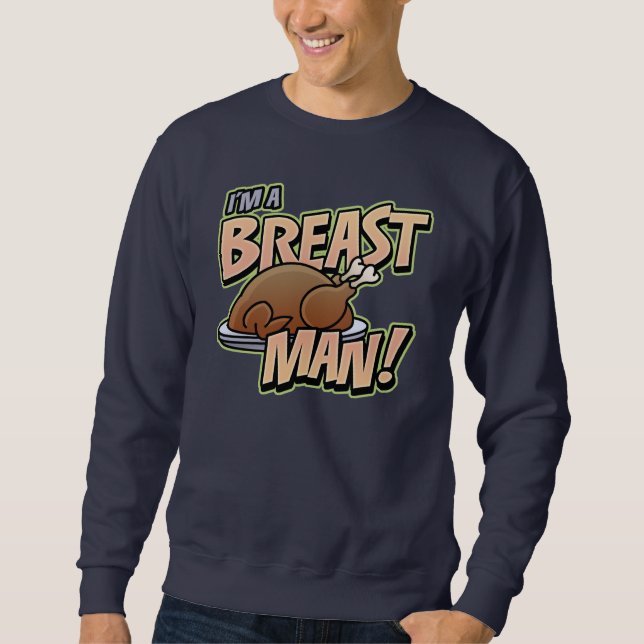 Lustigt Thanksgiving Breast Man svettskjorta Lång Ärmad Tröja (Framsida)