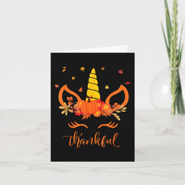 Lustigt Thanksgiving Cute Unicorn Turkey Ansikte G Kort (Framsida)