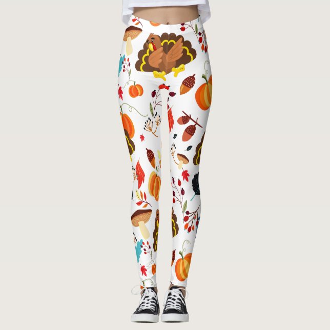 Lustigt thanksgiving dabbingkalkoner leggings (Framsida)