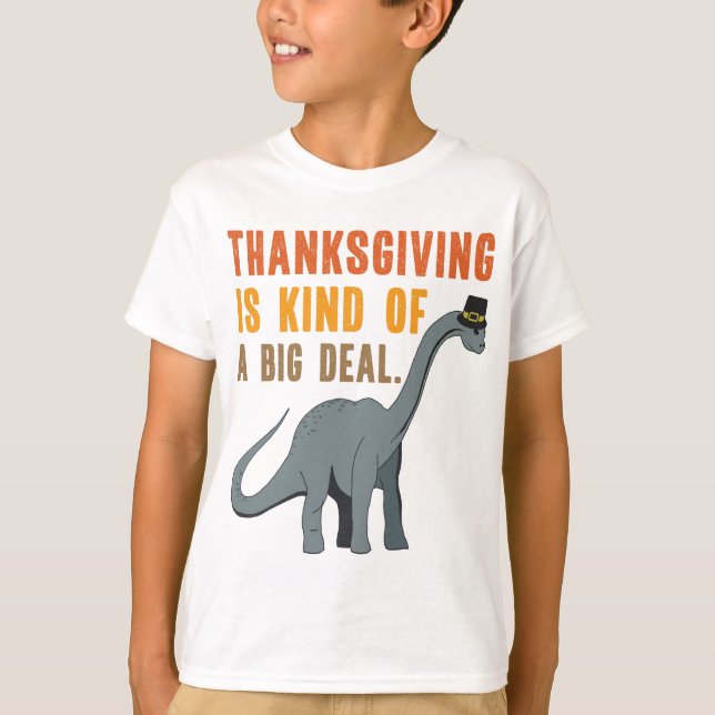 Lustigt Thanksgiving Dinosaur-citattecken som visa T Shirt (Framsida)