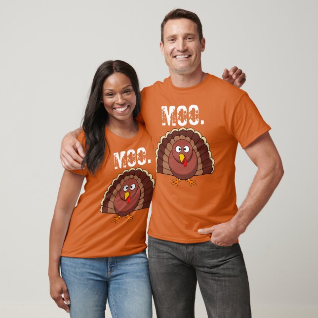 Lustigt Thanksgiving för Moo Turkey T Shirt (Unisex)