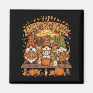 Lustigt Thanksgiving Gnome Squad med framstående h Magnet