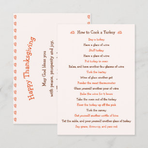 Lustigt Thanksgiving om hur Turkiets receptkort sk Inbjudningar