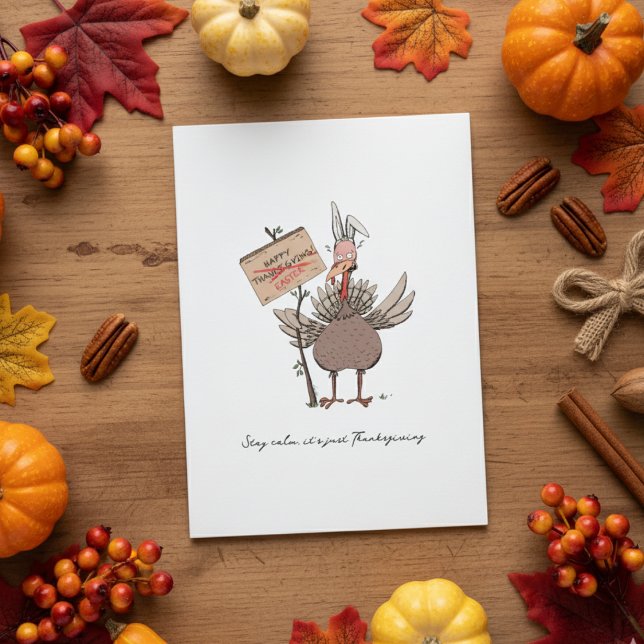 Lustigt Thanksgiving Turkiet Helgkort (Funny Turkey Thanksgiving Card. Turkey Humor for Fall Celebrations. Rustic Hand Drawn Turkey Cartoon)