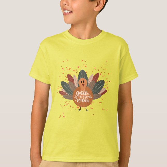 Lustigt Thanksgiving Turkiet i familjen Fall T Shirt (Framsida)