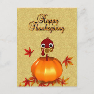 Lustigt Thanksgiving Turkiet i Pumpkin Postcard Helg Vykort