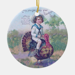 Lustigt Thanksgiving Turkiet Julgransprydnad Keramik