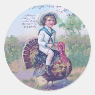 Lustigt Thanksgiving Turkiet Runt Klistermärke