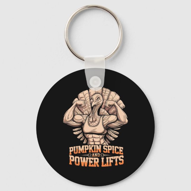Lustigt Thanksgiving: Turkiska Powerlift Gym Worko Nyckelring (Framsida)