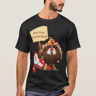 Lustigt Thanksgiving vänta på din Tjock Boy Funny T Shirt