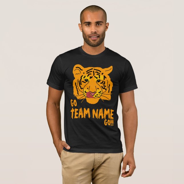 Lustigt Tiger Football Go och Team Namn Tee Shirt (Hel framsida)