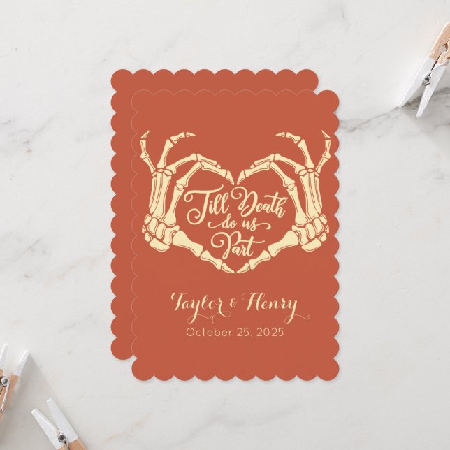 Lustigt till döden gör oss Party bröllopsinbjudnin Inbjudningar (Fram/Back In Situ)