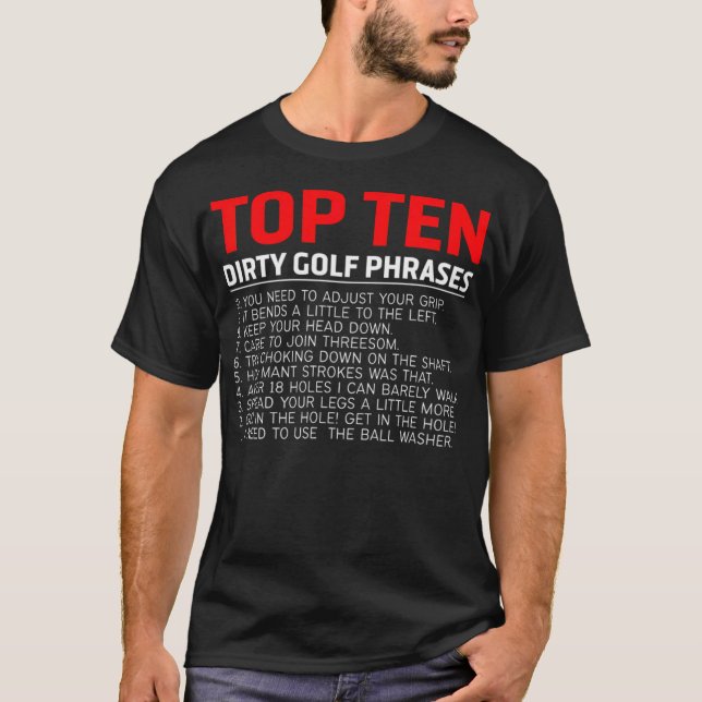 Lustigt, tio Dirty Golf, roliga djur, golfbag T Shirt (Framsida)