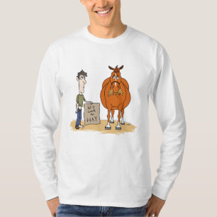 Lustigt Tjock Tecknad Horse Man kommer att arbeta  T-shirt